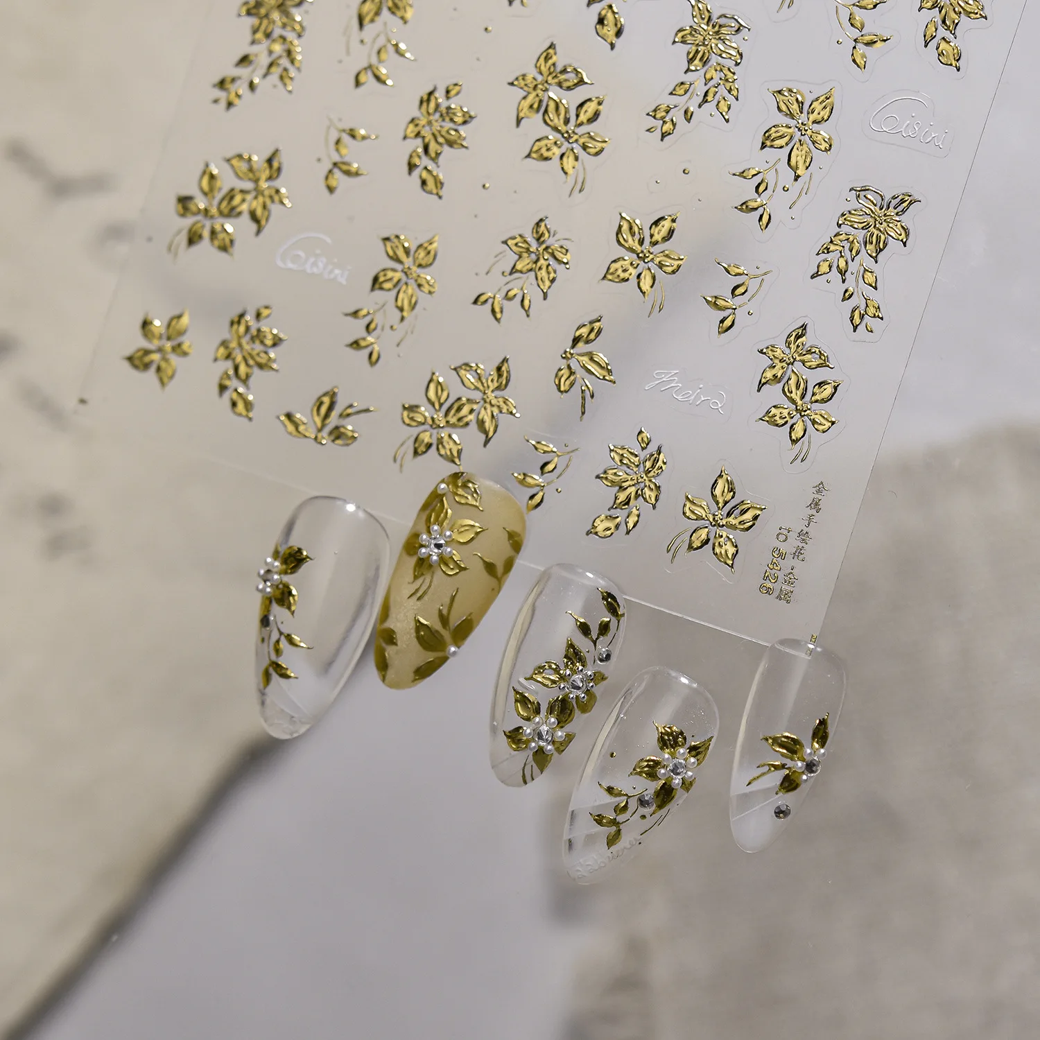 Autocollants pour ongles en forme de fleur en métal, élégants, luxueux, doré, argent, feuille d'or, fleur, décorations pour ongles, autocollants adhésifs DIY