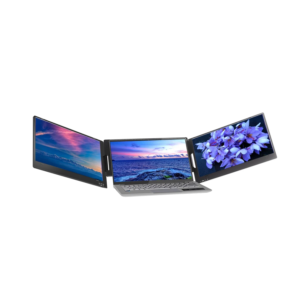 Portable Triple Screen Productivity Hub - 15.6