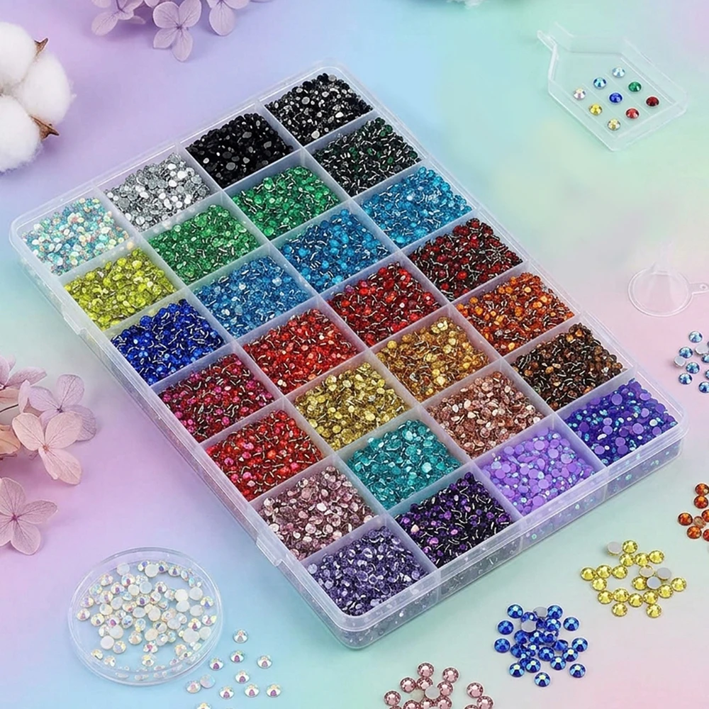 3mm 28-Color Bedazzling Kit Ab Resin Jelly Flat-Back Rhinestone Set Diamond Decoration Crystal Mixed Color Gems Suitable for DIY Phone Cases, Clothing, Water Bottles, Decorations, Crafts, Fabric Clothing, Shoes and Hats, Holiday Gifts, Art