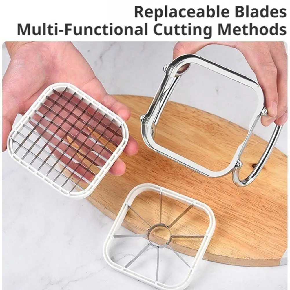 Stainless Steel Apple Cutter Potato French Fry Slicer Multi Blade Fruit Vegetable Grid Chopper Kitchen Tool Easy Clean 5pcs Set