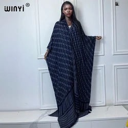 WINYI Africa Fashion retro print Winter cardigan woman kimono party dress Thick Warm Female abaya winter outfits for women coat