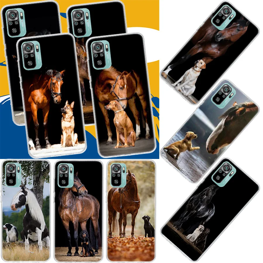 Domineering Cool Horses And Dogs Phone Case For Xiaomi Redmi Note 11S 11T 11E 12S 12 Pro Plus 11 10S 10 9S 9T 9 8T 8 7 Coque Sof