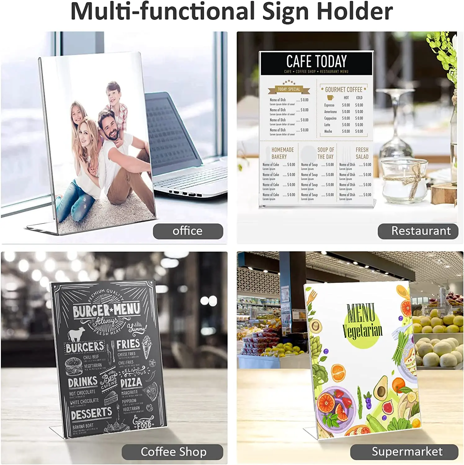 3 Pieces A4 210x297mm Slanted Back Clear Acrylic Sign Holder 8.5 X 11 Plastic Paper Picture Photo Frame Flyer Document Holder