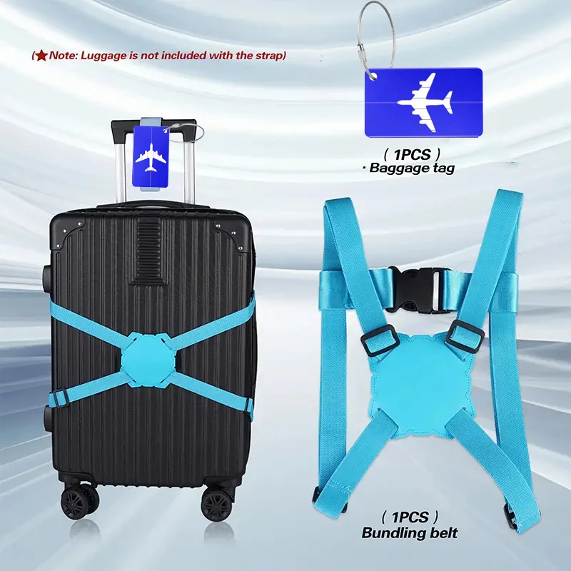 Multi-Color Luggage Straps + Airplane-Patterned Luggage Tag Set: Elastic Straps for Suitcase/Backpack Reinforcement and Anti-Opening Protection + Luggage Identification Tags for Easy Identification during Check-In. Suitable for Airport Check-In, Long-Distance Travel, Student Return to School, Business Trips, Etc. a Must-Have for Travel Enthusiasts, Commuters, and International Students to Reduce Luggage Burden (Strap Can Be Extended up to 240cm + High Elasticity to Fit Various Types of Luggage)