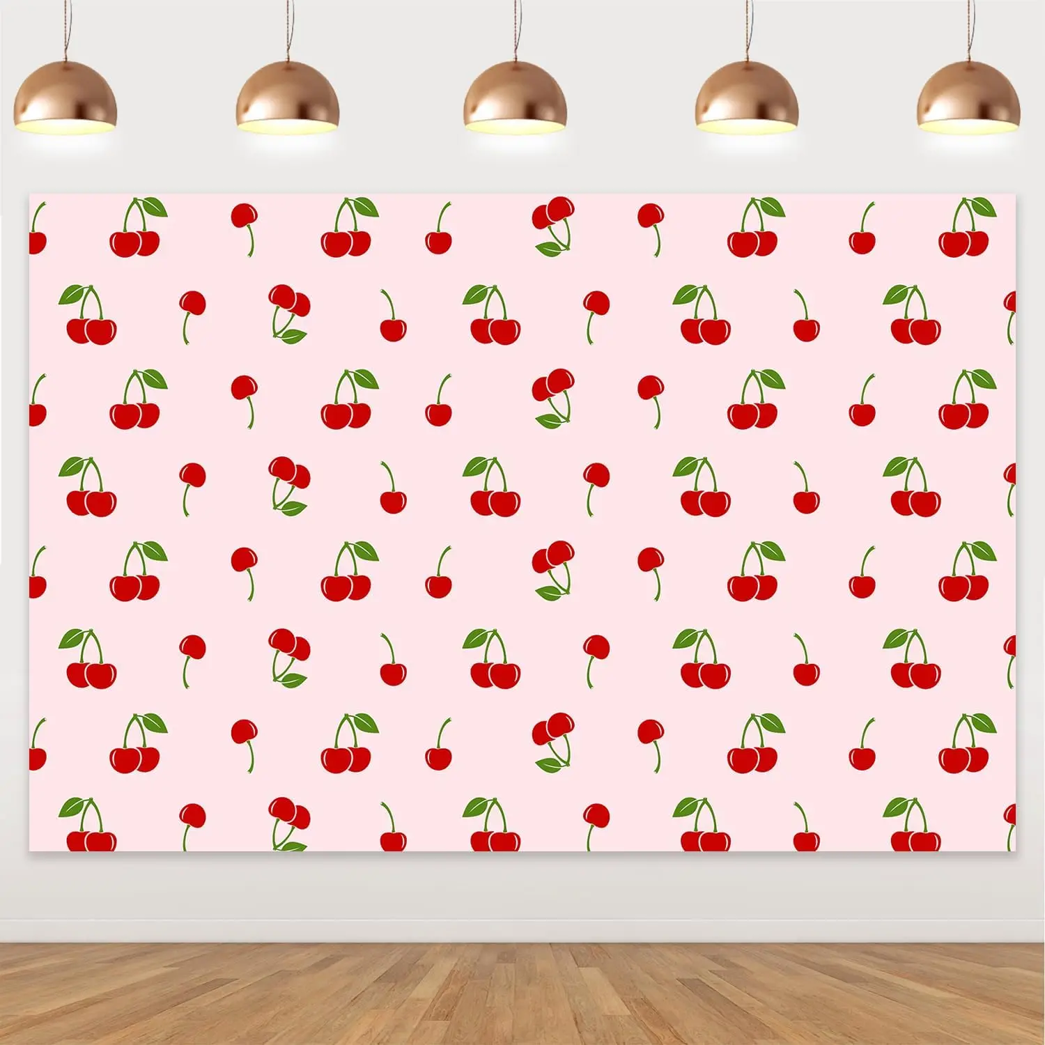 Funmemoir 5x3ft Pink Cherry Themed Fruits Cartoon Photography Background Baby Shower 1st 2nd 3rd Birthday Party Decor Supplies