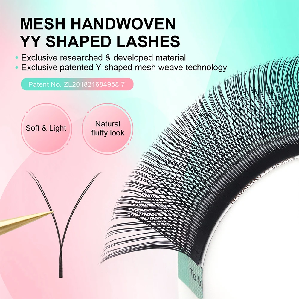 NAGARAKU YY forma doppia e tripla punta extension ciglia tessuto a mano Premium Soft Natural Interlaced Makeup Mesh Net