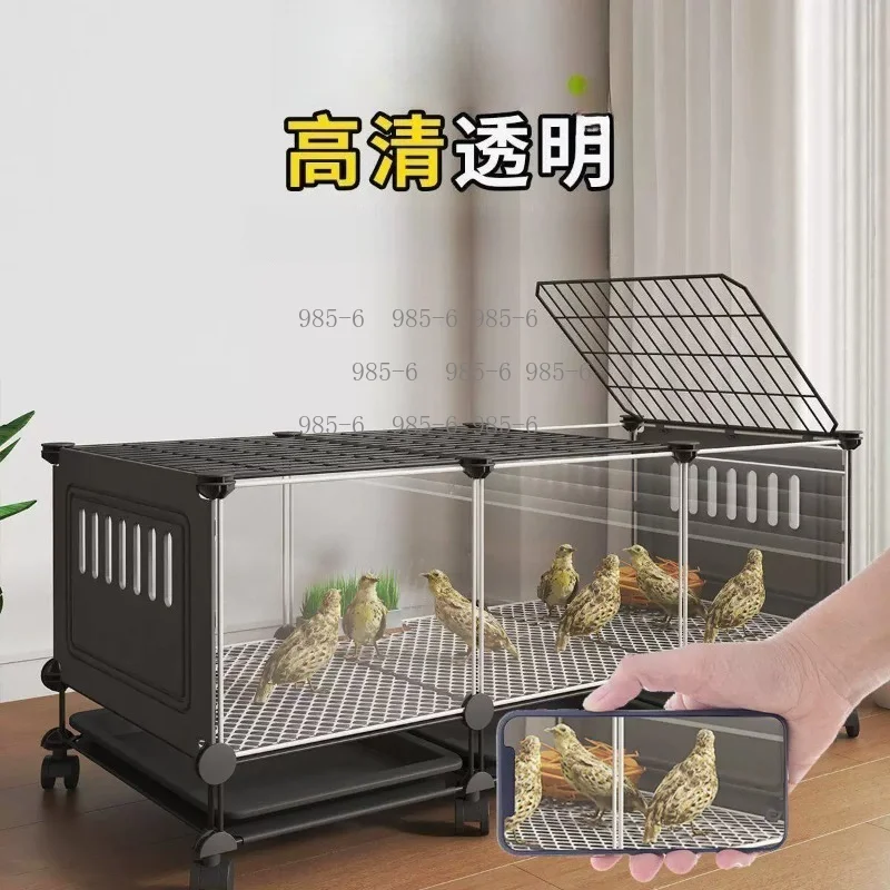 Premium Quail Cage with Pulley Dropping Tray, Indoor Large Coop, Predator-Proof Run & Chick Foot Protection Mesh