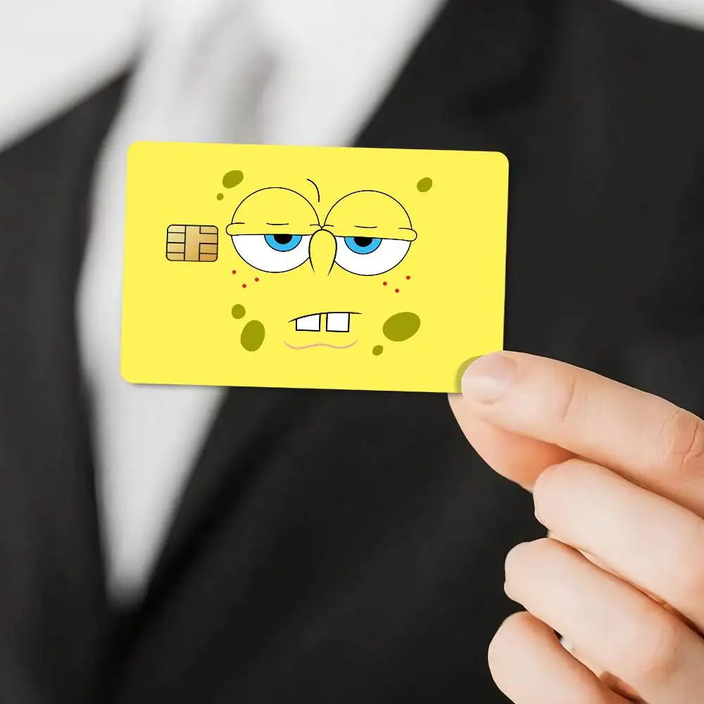 ملصقات جلدية لبطاقة الائتمان S-SpongebobS الكرتونية لبطاقة البنك والحافلة المتروية هدية مقاومة للماء