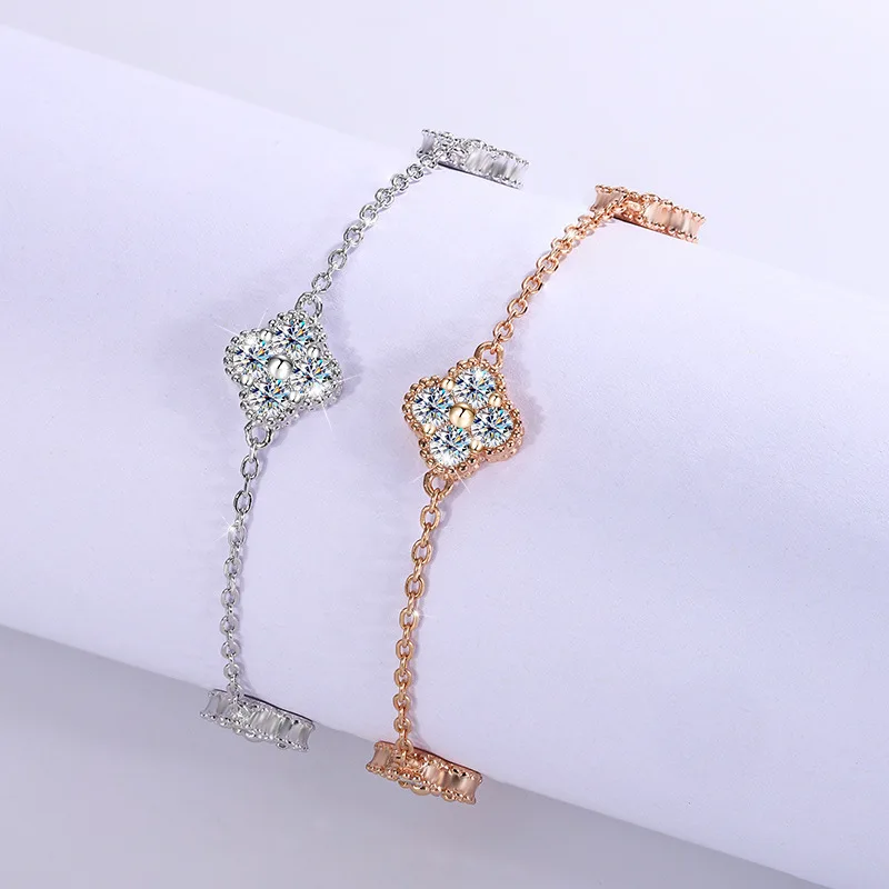 JECIRCON D Color Full Moissanite Lucky Bracelet for Women 1.6 Carat S925 Sterling Silver Fashion Wedding Party Diamond Jewelry