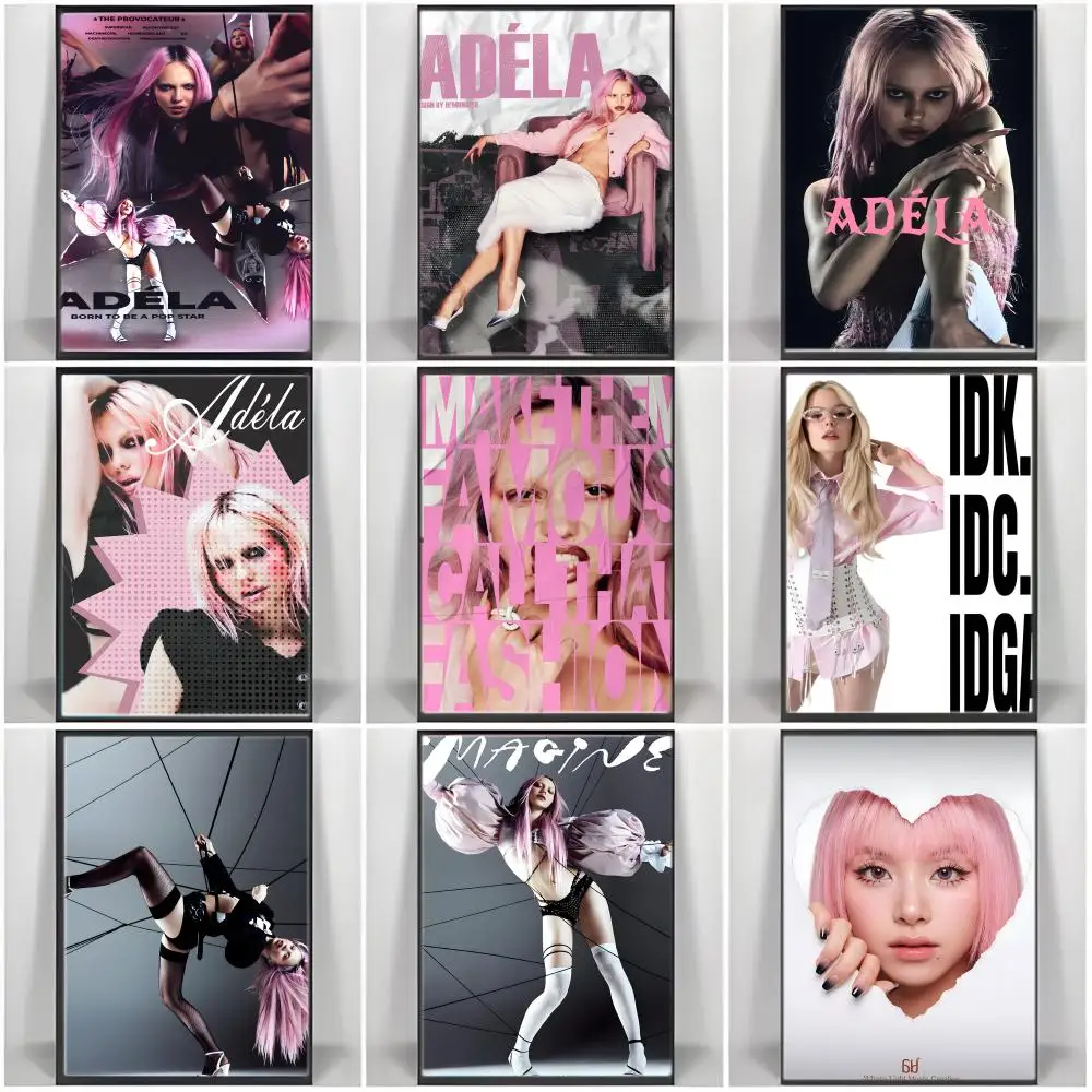 Female Singer A-Adela Poster  Self-adhesive Art Waterproof Paper Sticker Coffee House Bar Room Wall Decor