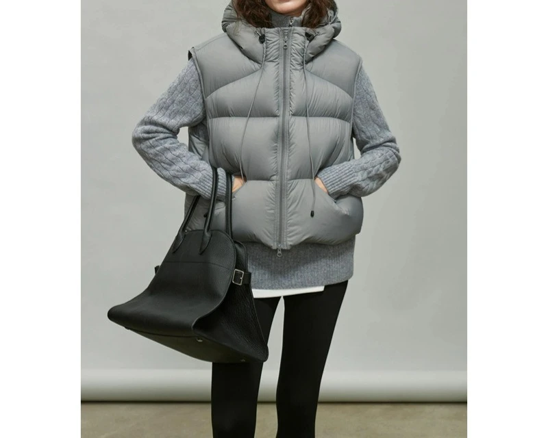 2025 Autumn and Winter New Jacket with Fleece Hooded Down Vest Women's Short Outer Wear