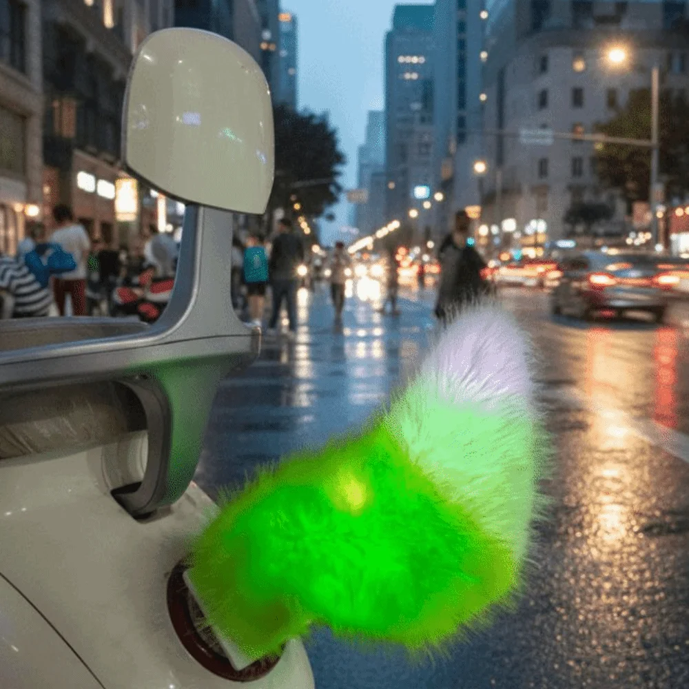 Fluffy Remote Control Wagging Tail Rechargeable Realistic Movement Wagging Tail Purple White Color Self-adhesive