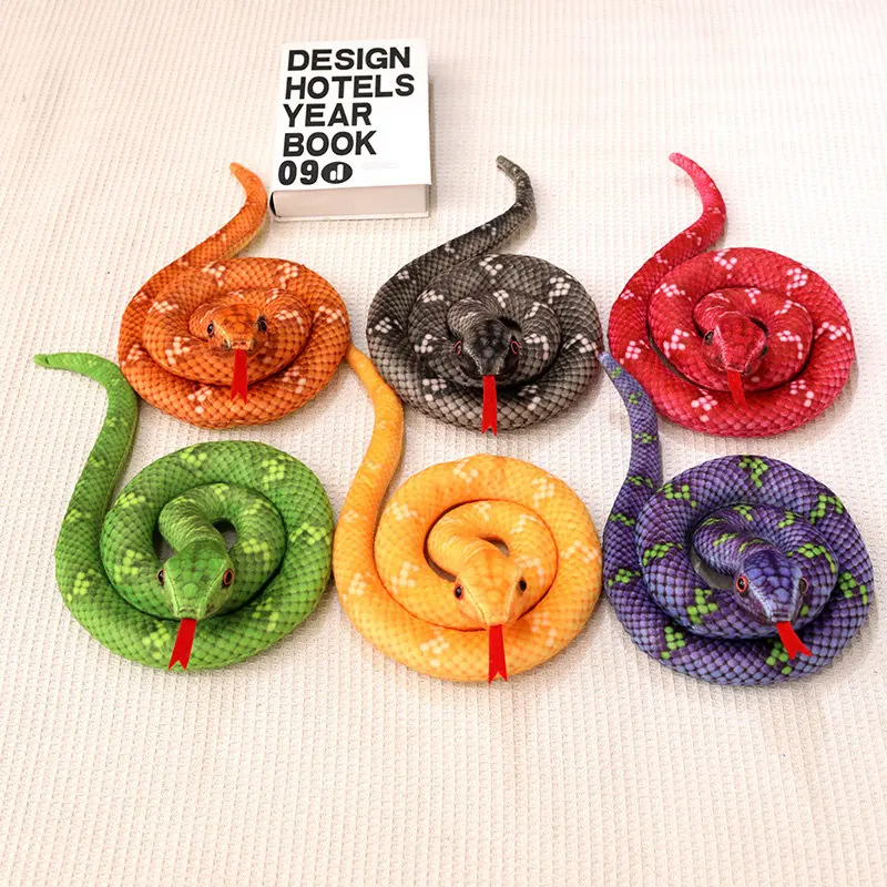 

120CM Simulated Colorful Coiled Snake Plush Toy Stuffed Animals Snakes Plushies Doll Funny Spoof Joke Soft Toys Home Decor