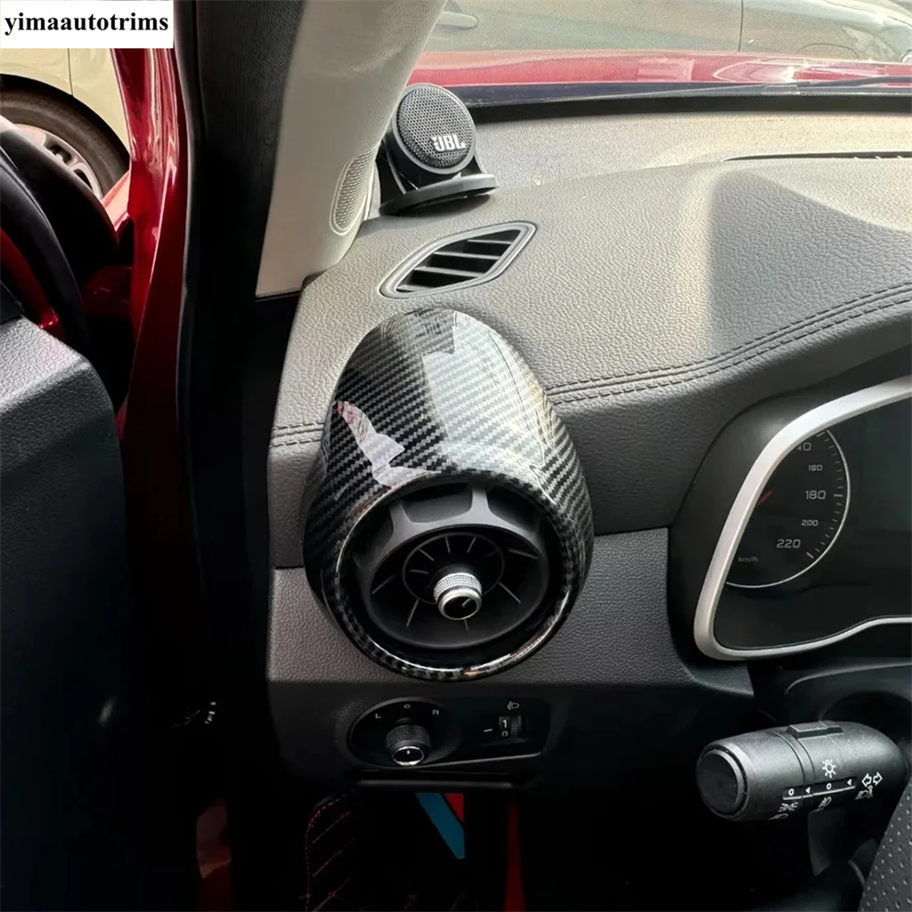 ل MG ZS EV 2018 - 2024 LHD RHD ABS ألياف الكربون الجانب الأمامي لوحة القيادة تكييف الهواء منفذ التيار المتناوب تنفيس غطاء إطاري الكسوة الداخلية