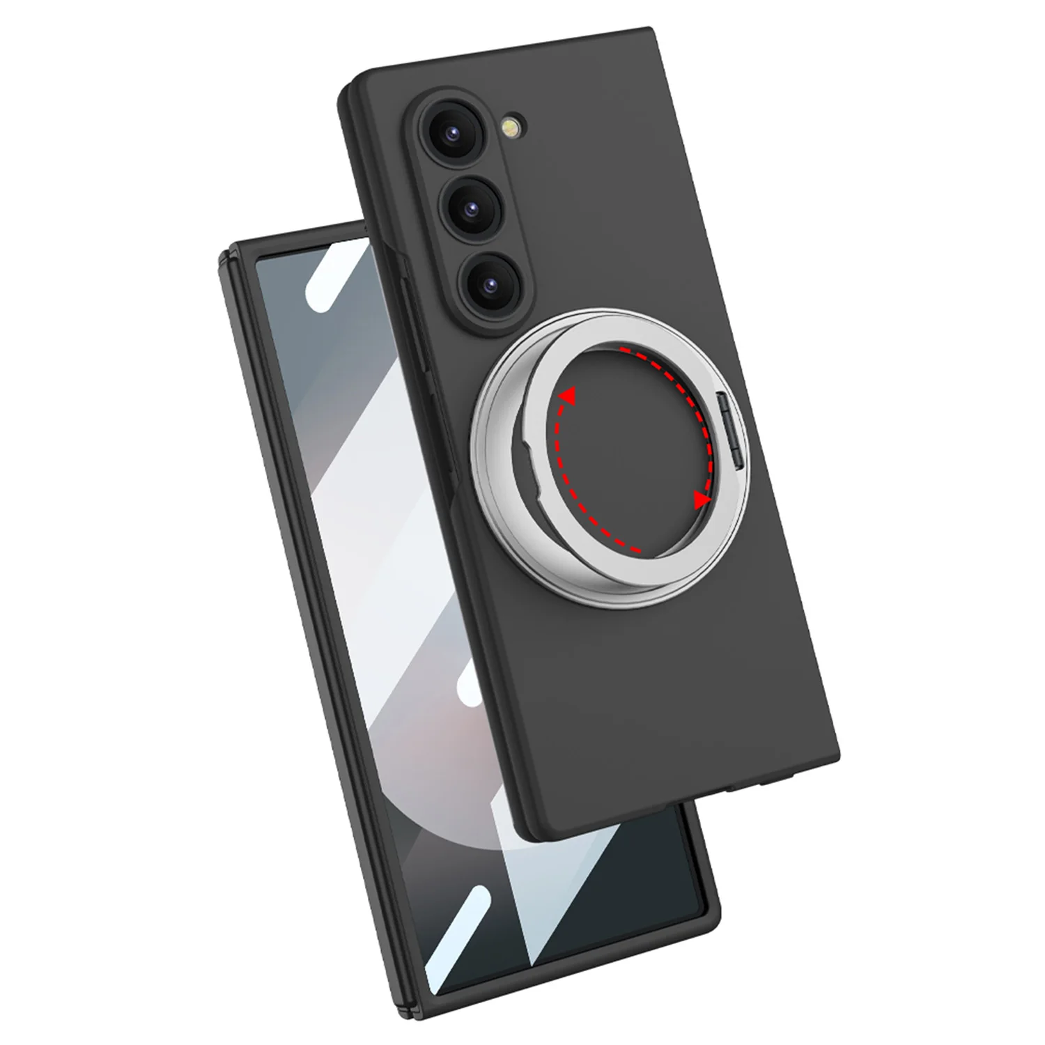 

Luxury Magnetic Ring Case for Samsung Z Fold 6 Case with Front Tempered Glass Shell for Galaxy Z Fold6 Case with Rotating Stand