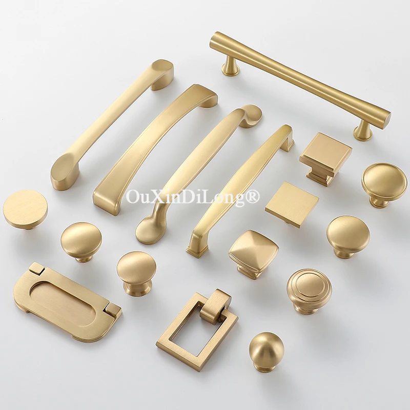 Elegant 4PCS Solid Pure Brass Furniture Handles Drawer Pulls Cupboard Wardrobe Kitchen Shoe TV Wine Cabinet Pulls Knobs