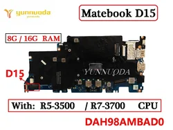 DAH98AMBAD0 For HUAWEI Matebook D15 D14 BOHK-WAX9X H98A  Laptop Motherboard With R5-3500 R7-3700 CPU 8G 16G RAM 100% Tested