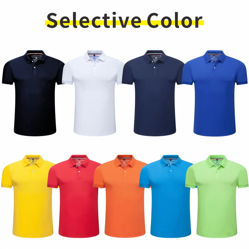 Camisa polo masculina de manga curta com gola lapela, logotipo personalizado, impressão casual, verão, barato