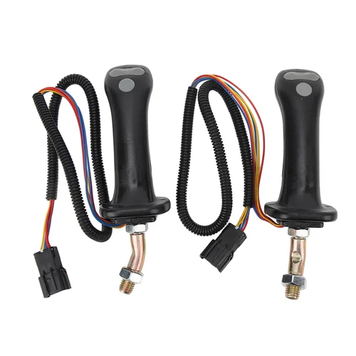 Manijas de Joystick de excavadora de 2 piezas y 3 botones, reemplazo de aleación de aluminio de 6 pines para Doosan DH DX150 215 225 300 370 ‑ 9C
