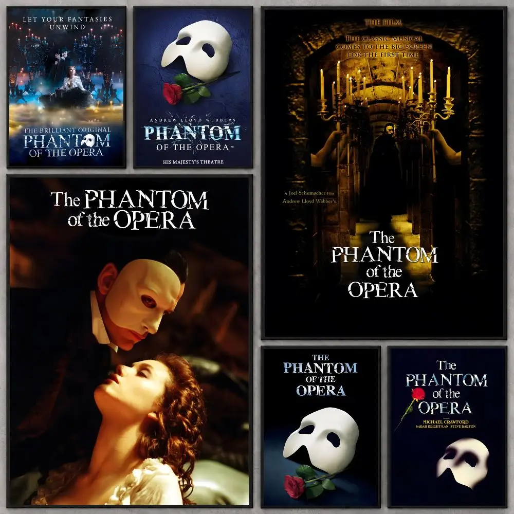 Musical The Phantom Of The Opera Poster Waterproof Peel‑and‑Stick Wall Sticker, Art Print for Bar Cafe Living Room