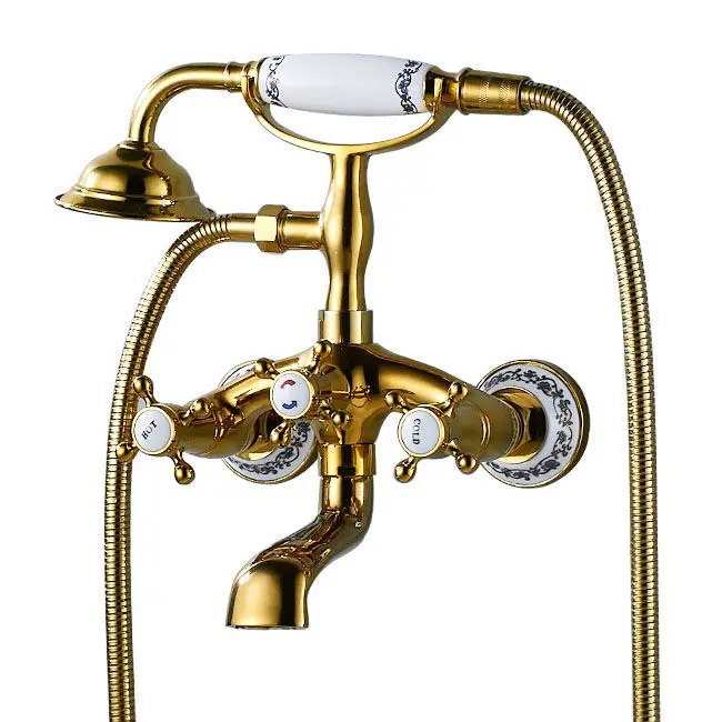 

European Wall Mounted Shower Set With Handle Shower Bathtub Faucet Luxury Design Shower Mixer Taps