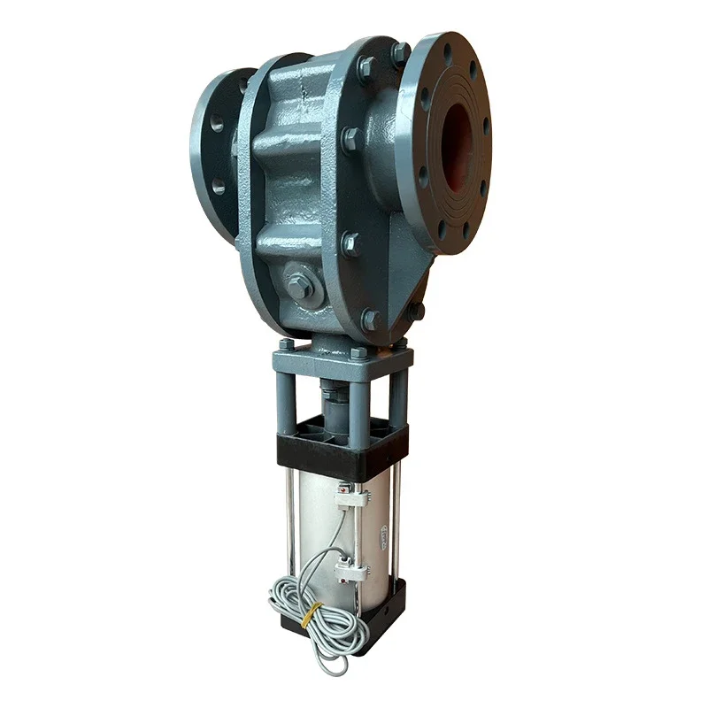 Pneumatic ceramic double gate valve, high temperature resistant tungsten alloy discharge valve