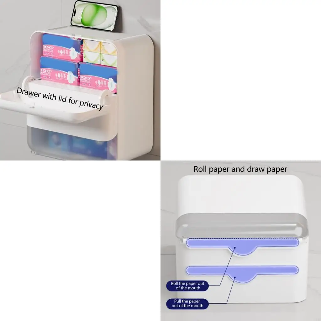 

Bathroom Wall Mount Toilet Paper Dispenser With Visible Paper Level Check Moisture Proof