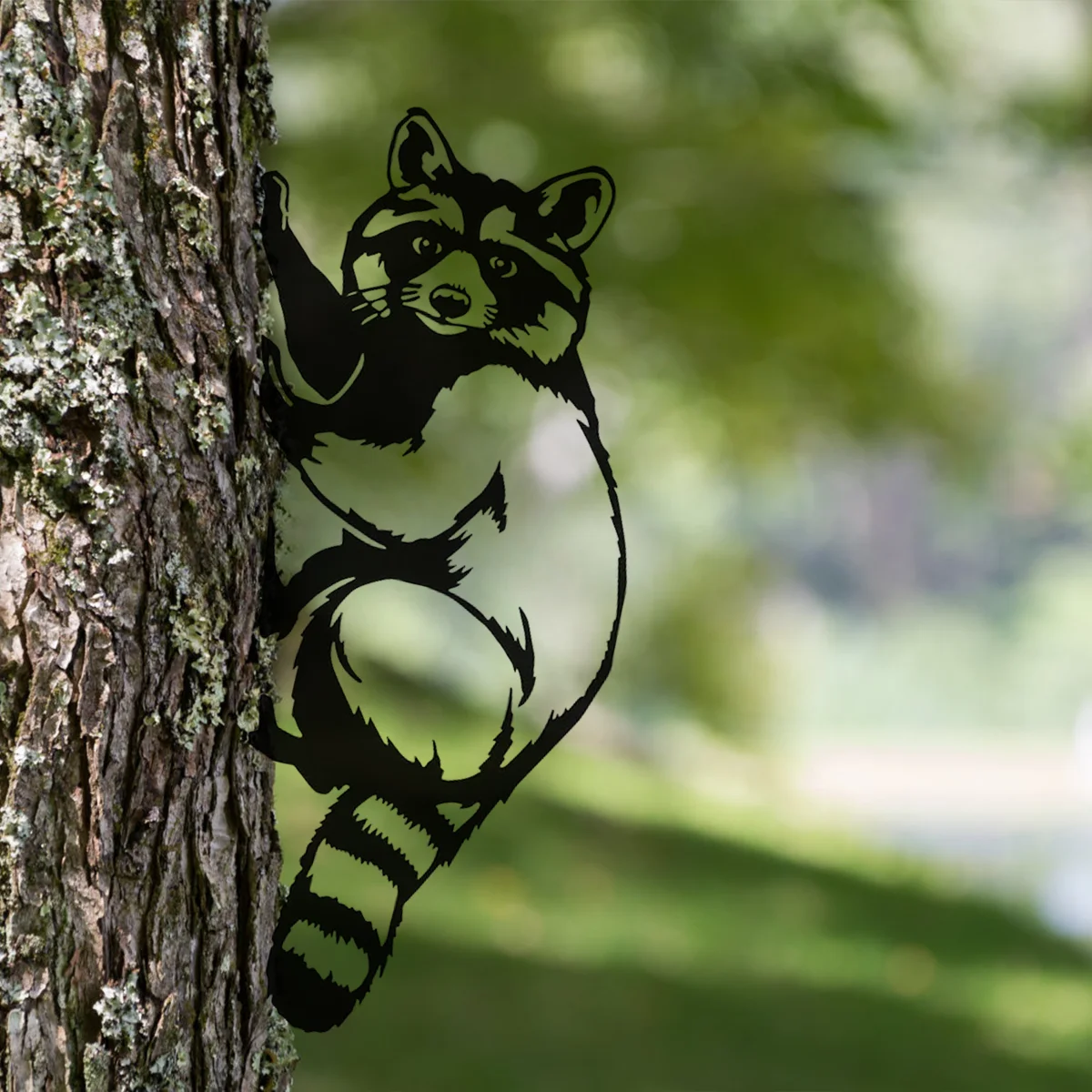 

HELLOYOUNG Garden Outdoor Decoration Metal Wall Hanging Art Metal Raccoon Stake Animal Yard Decor Handmade Silhouettes Metal Yar