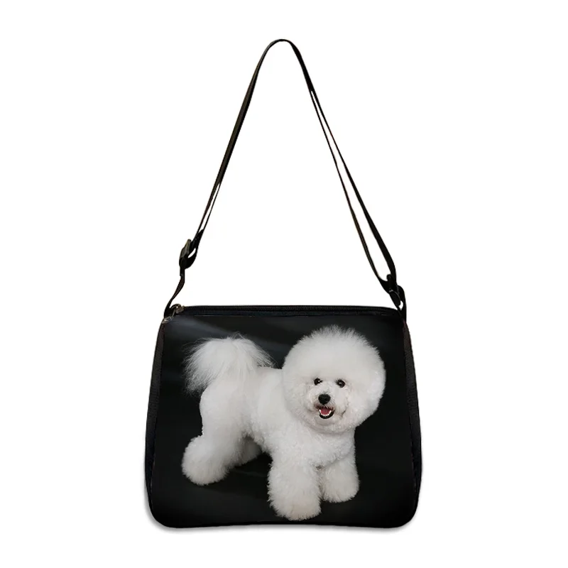 Kawaii Bichon Frise Dog Print Handbag Ladies Fashion Shopping Storage Bag for Travel Girl Larger Capacity Shoulder Bag Gift