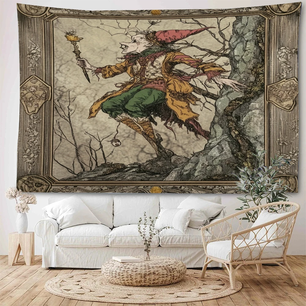 Clown Performance Art Tarot Card Decorative Tapestry Children's Party Clown Performance Cartoon Image Decorative Tapestry