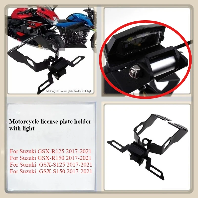 

Motorcycle rear license plate holder with LED light plate holder for Suzuki GSX-R150 GSX-S 125 GSXS 150 GSX-R125 2017-2021