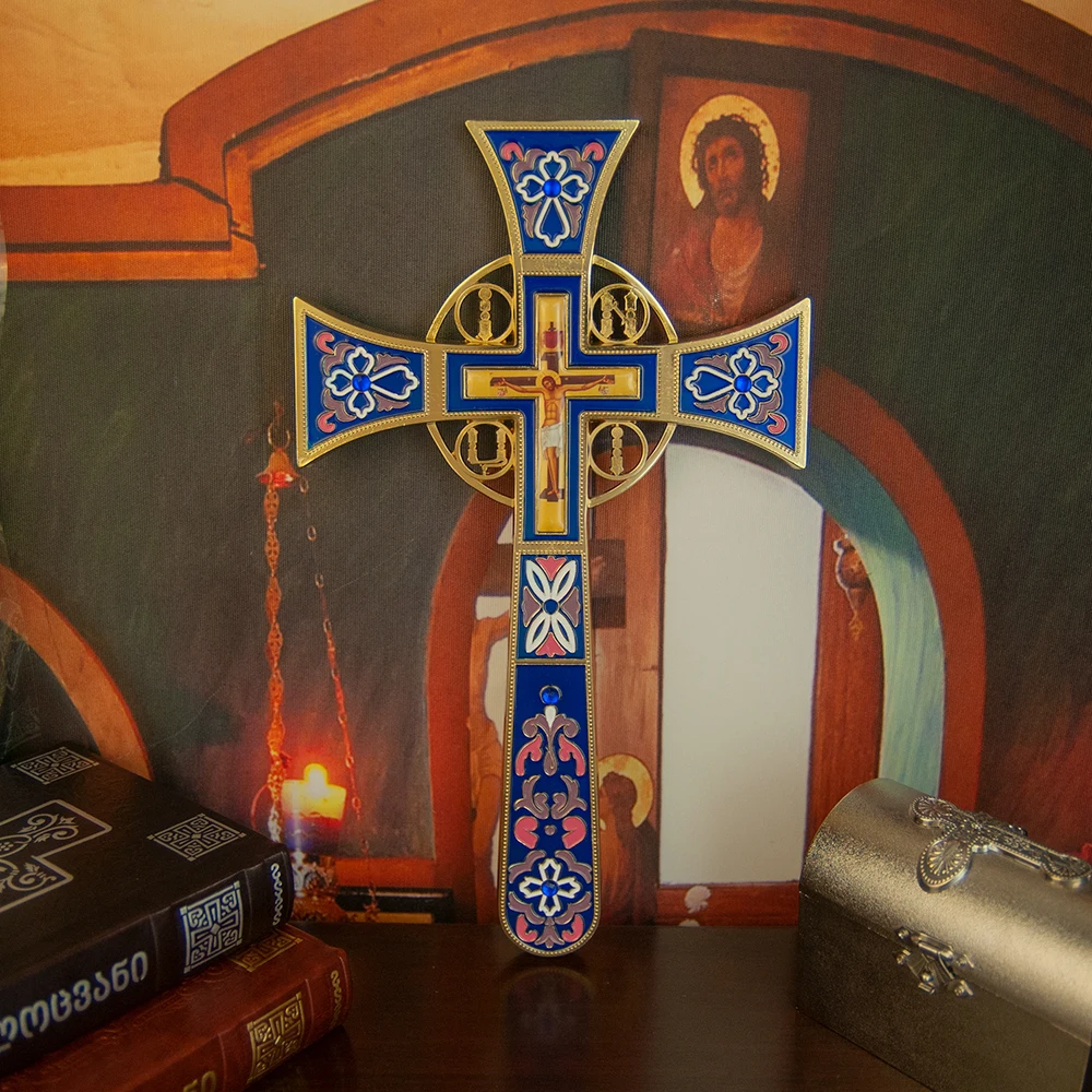 Orthodoxes Kreuz aus Zinklegierung, 7,5 Zoll, stehendes Jesus-Kreuz, religiöses Geschenk, Bibelzubehör, Kirchendekoration, Sammlerstück – Detail 3