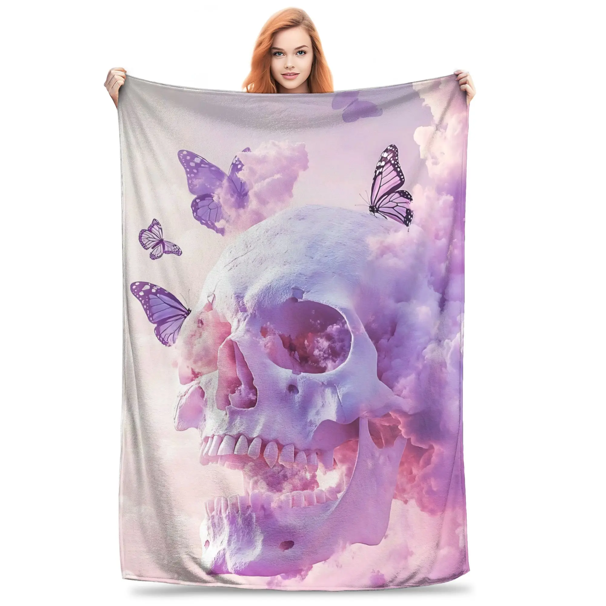 1PC Skeleton Vortex  Winter Blankets for Adults Bedding Home Interior Sofa Knee Black Friday Deals