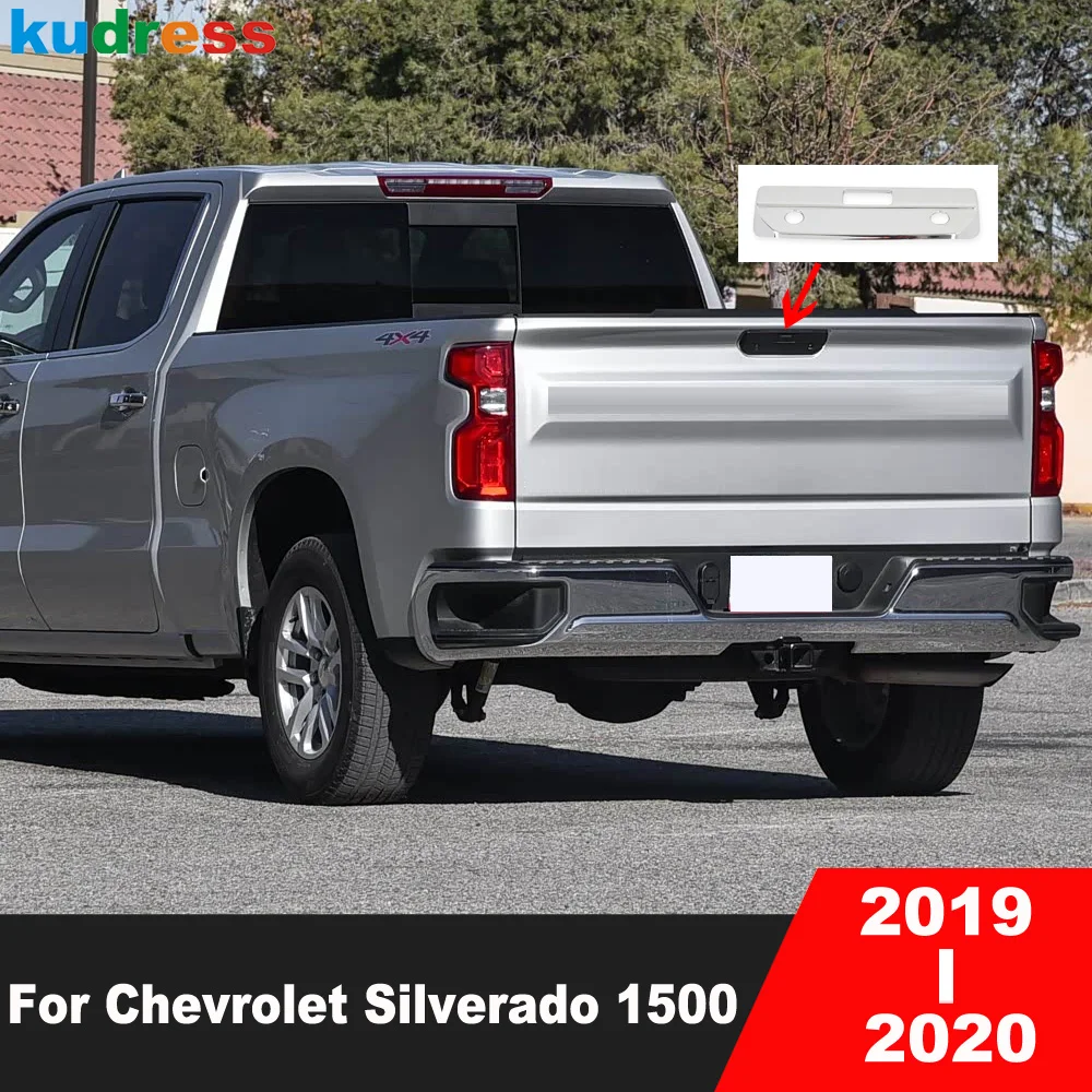 

Rear Trunk Handle Cover Trim For Chevrolet Silverado 1500 2019 2020 Chrome Car Tailgate Door Handle Catch Overlay Accessories
