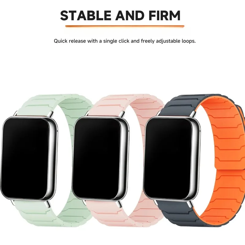 Magnetic Silicone Strap for Redmi watch 6 5 watch 4 Sports Band for Mi band 9pro 8pro Correa Breathable Bracelet Accessories image 4
