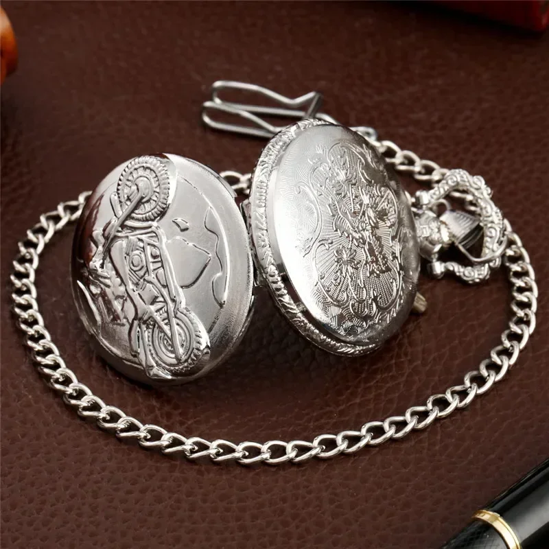 Creative Luminous Clock Analog Quartz Pocket Watch Pendant Chain Motorcycle Motorbike Light Watches Clock for Men Women