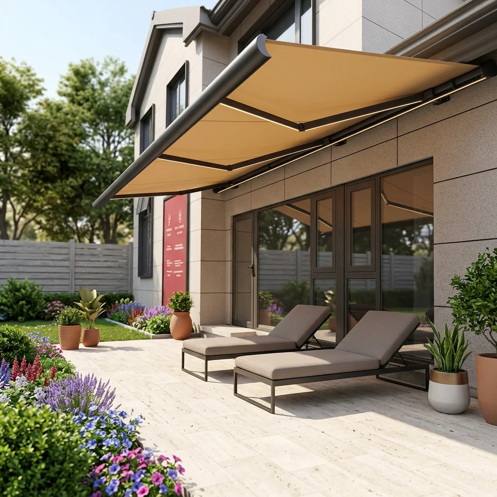 Electric Telescopic Sunshade Remote Control Full Box Waterproof Anti-Ultraviolet Outdoor Cloth Four Seasons Aluminum Alloy Frame