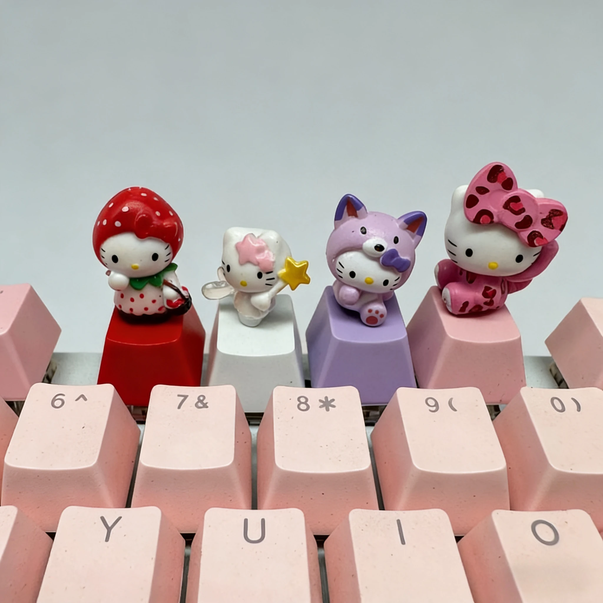 

New Cute Pink KT Cat High Quality R4PBT Personalized Customized Cartoon Mechanical Keyboard Keycaps