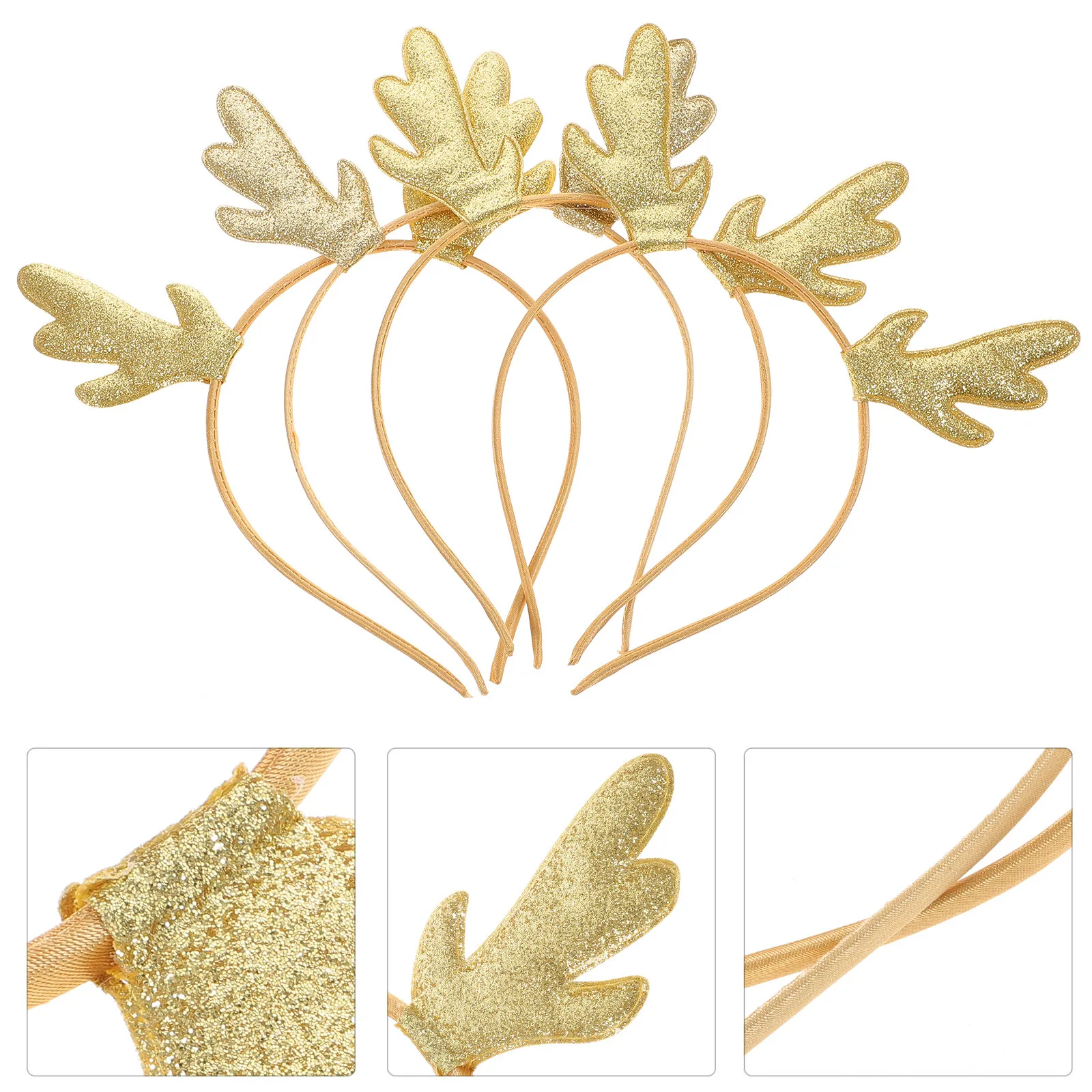 

4Pcs Antler Headband Christmas Headwear Cute Hair Hoop Creative Xmas Hair Accessories Lightweight Non-Fading Party Decor