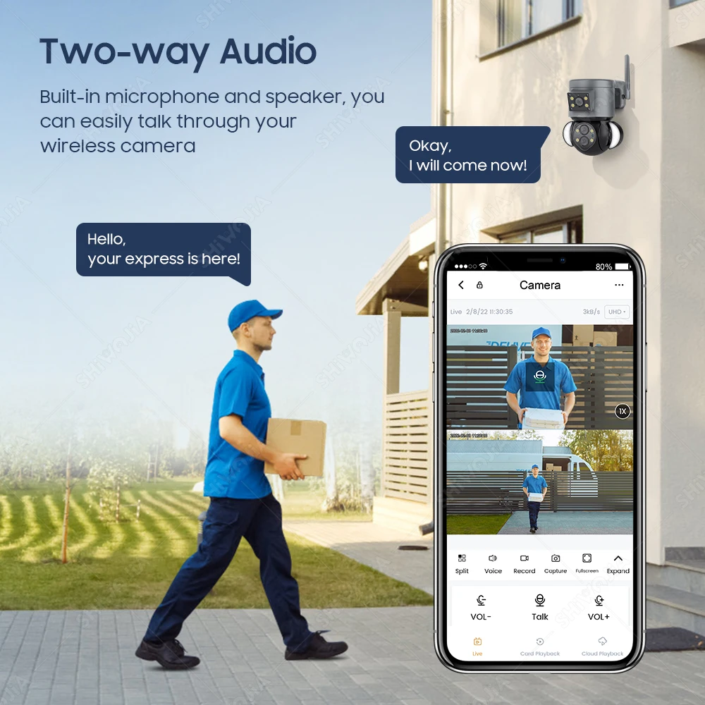 SHIWOJIA WIFI IP Camera 4MP 10X Zoom Security Protection Outdoor Surveillance Cameras AI Auto Tracking floodlight Camera