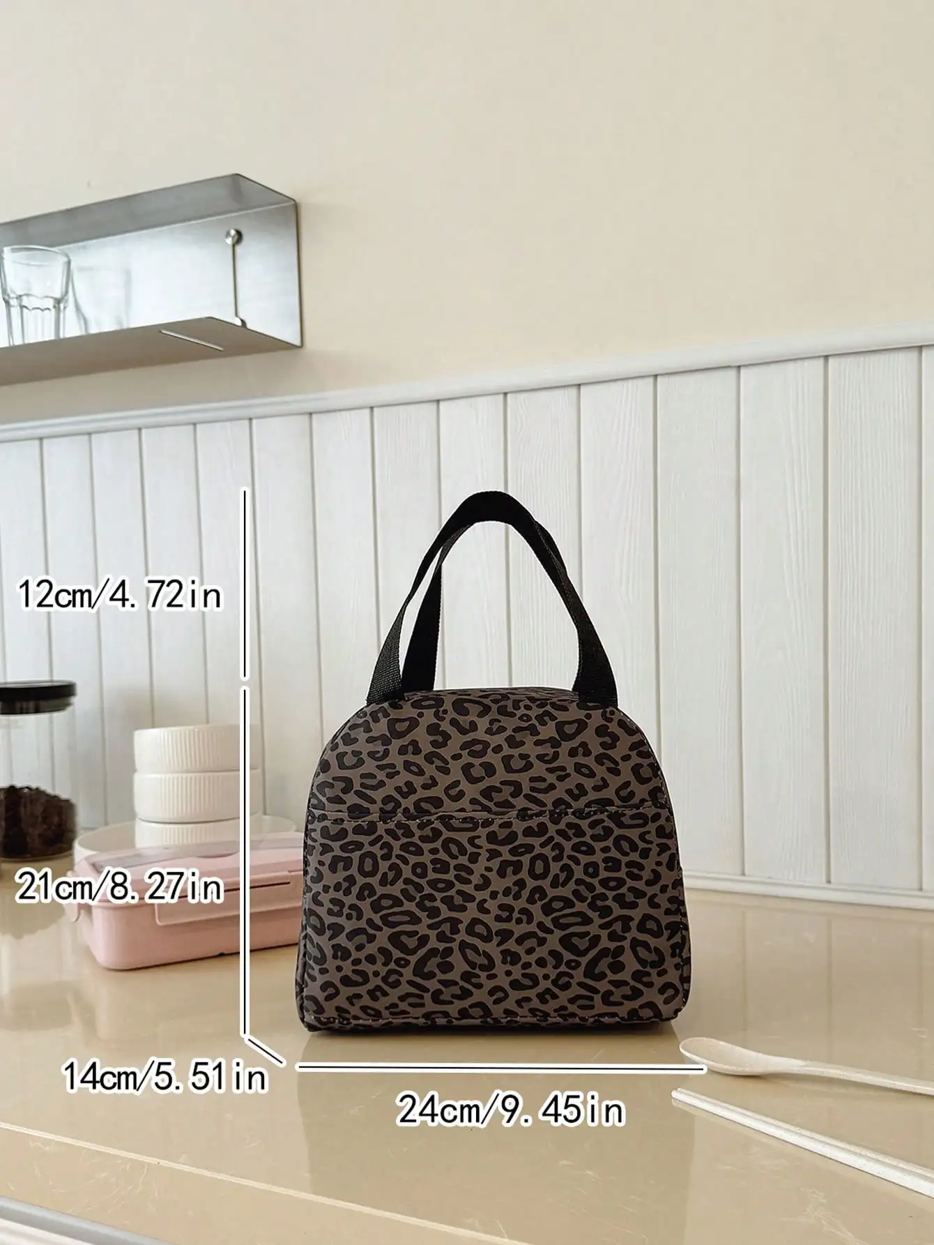 Portable Lunch Bag, Thermal Lunch Box, Bento Bag, Dinner Insulated Bag, Thickened Cute Lunch Fruit Bag For Students, Pink Leopard Print & Floral Lunch Bag, Women Insulated Cooler Bag, Autumn/Winter Fashion Leopard Print Women Wallet sg2407226902637305 view 2