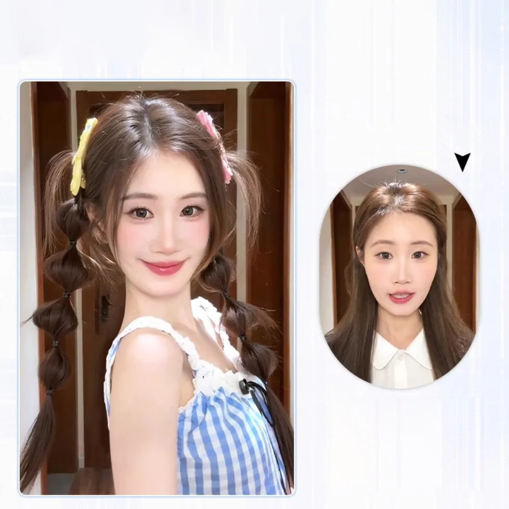 2 pezzi Y2k treccia sintetica estate soffice parrucca di piume di pollo coda di cavallo doppia coda di cavallo bocciolo di fiore bolla accessori per capelli simulati