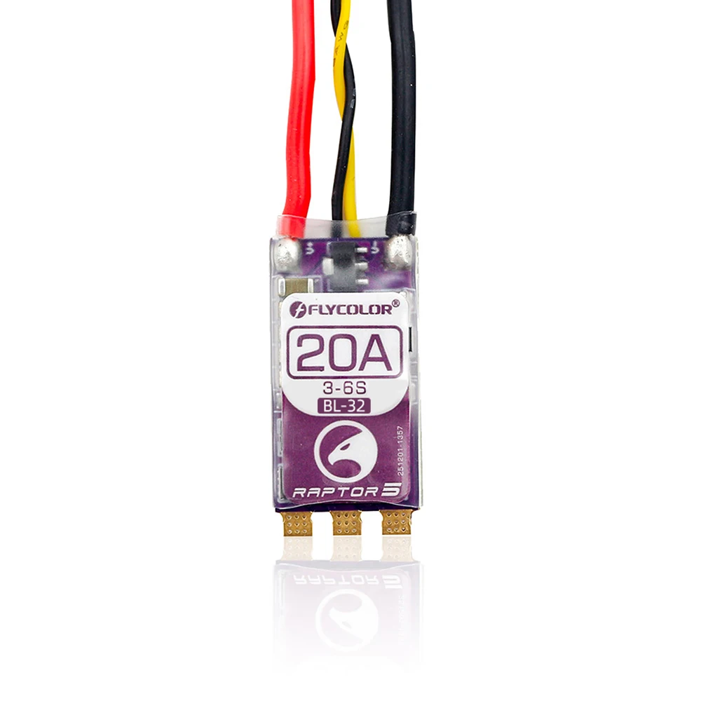 FLYCOLOR Raptor5 Brushless ESC 3-6S Drone ESC 32Bit G701 PWM 128K Single 20A 35A 45A 50A ECS Dshot Proshot for FPV Racing Drones