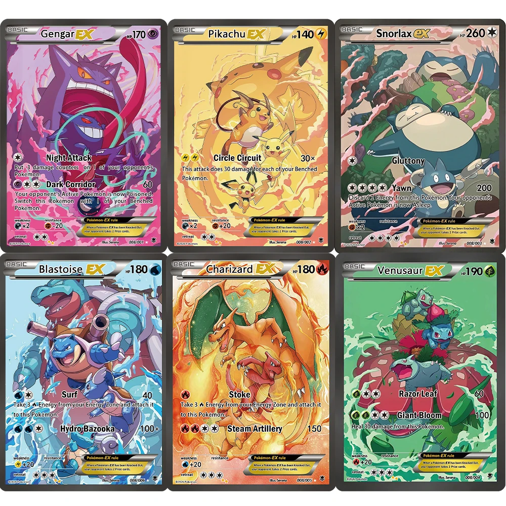

PKM PTCG Evolutions Series Gengar Charizard Blastoise EX Card Pokemon Diy Custom Card Cards Hobby Collectible Card holographic
