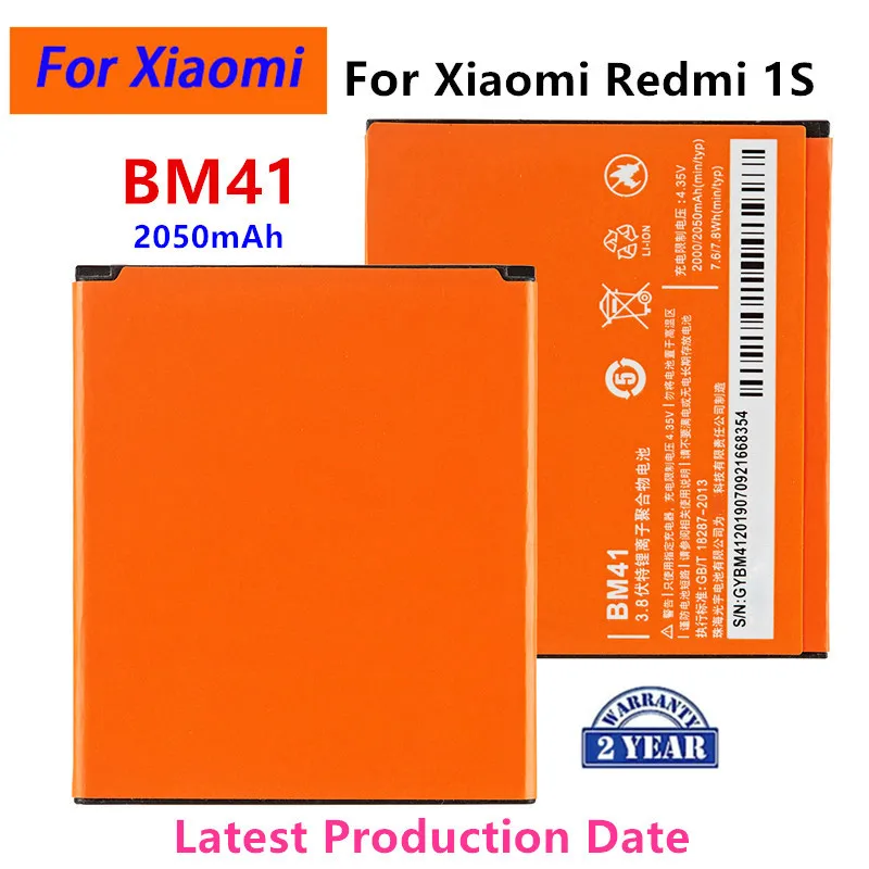

100% Orginal BM41 2050mAh Battery For Xiaomi Redmi 1S Redmi1S BM41 High Quality Phone Replacement Batteries