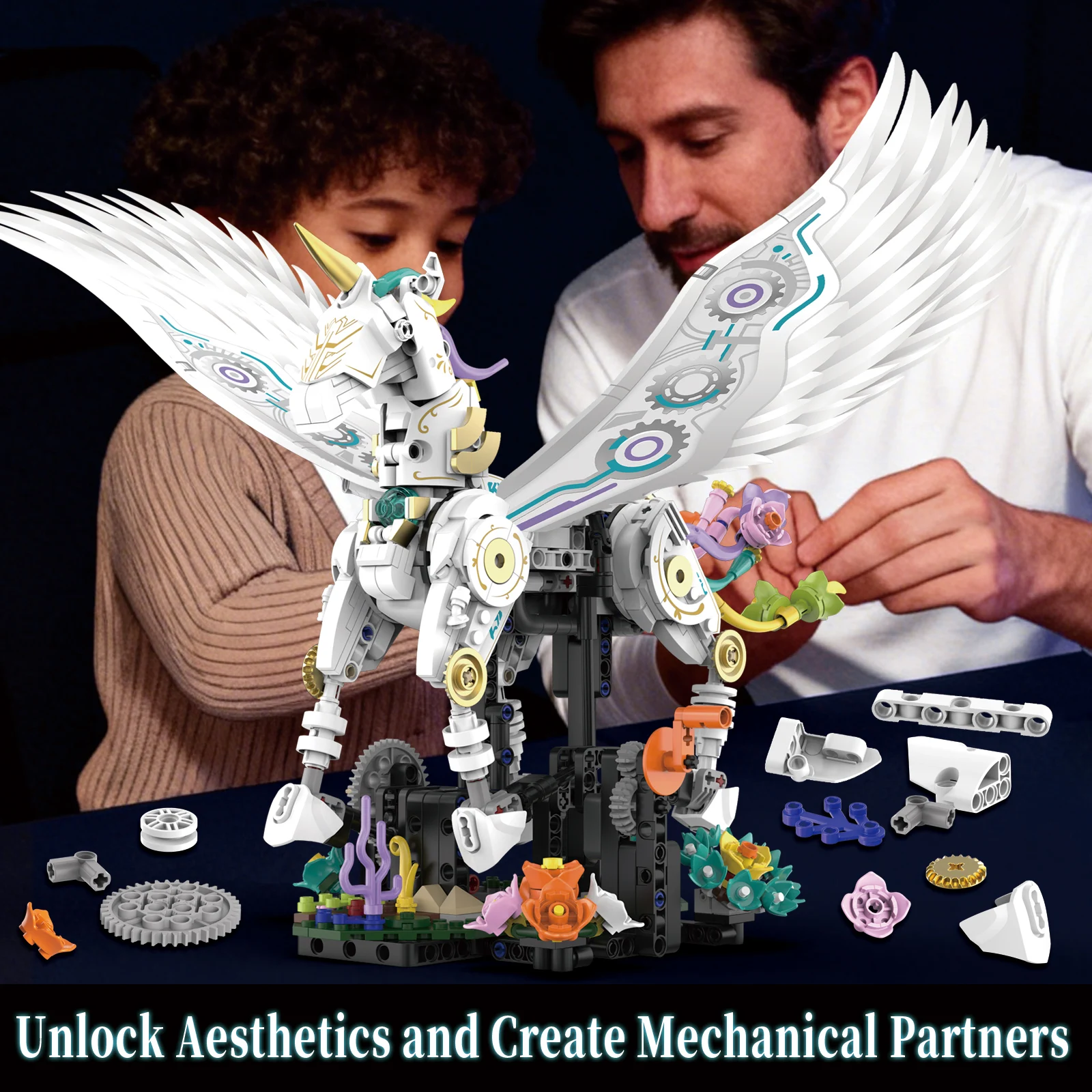 Modèle de licorne mécanique 817 pièces, blocs de construction, créature fantastique, briques à assembler créatives, jouet cadeau pour filles, adolescentes et adultes