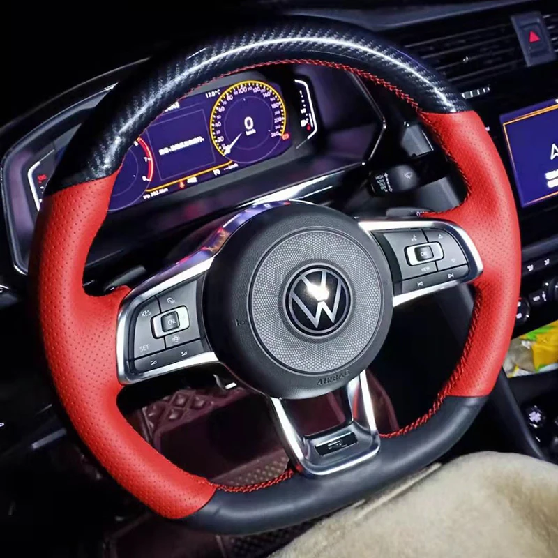 

For Volkswagen VW Golf 7 15-20 Tayron 19-22 Teramont X 19-20 Manual Sewing Car Steering Wheel Covers Accessories Genuine Leather