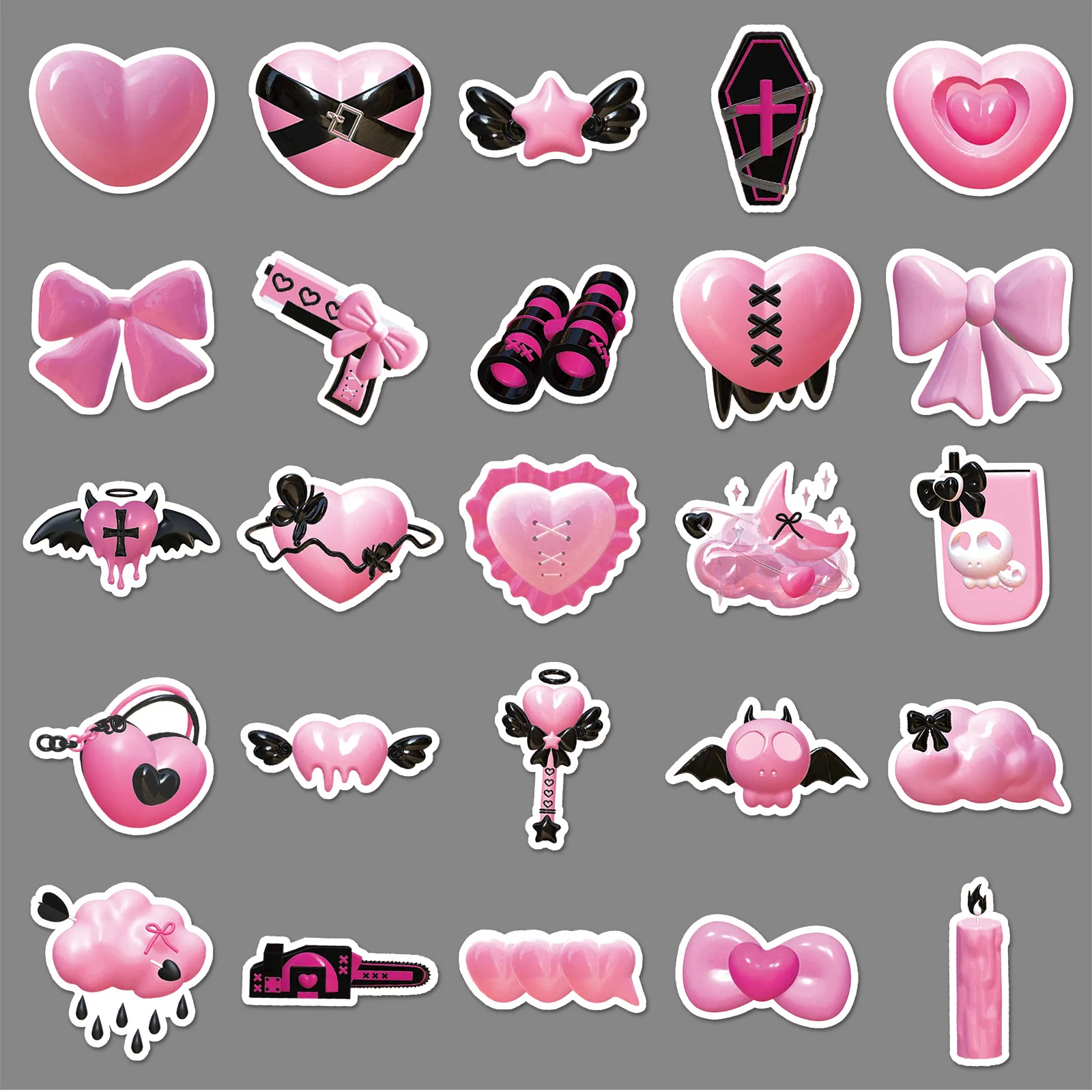 Pegatinas Ins de polvo negro 3D de dibujos animados, grafiti para álbum de recortes, portátil, teléfono, equipaje, monopatín, juguetes, 10/30/50 Uds.