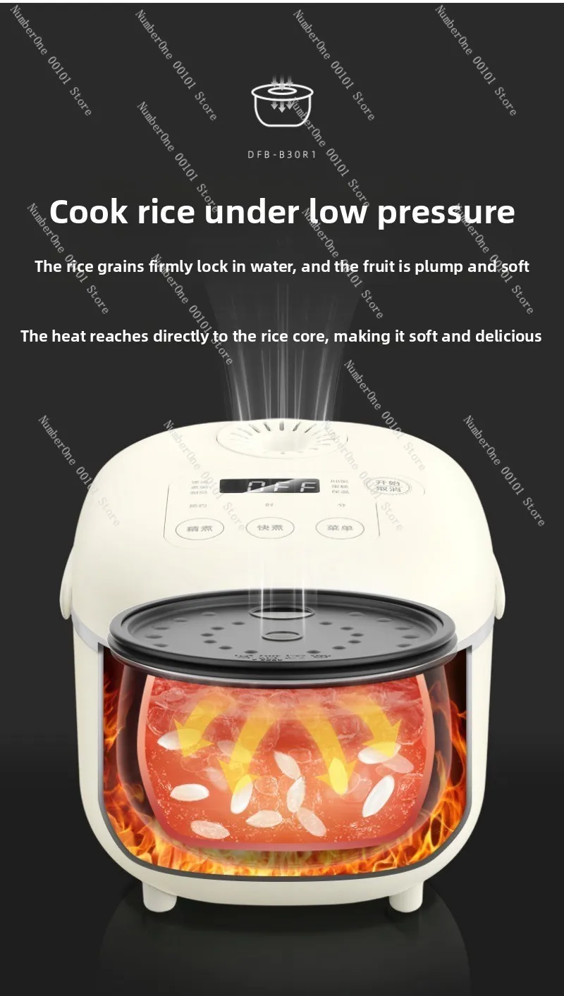 

Bear 3L Mini Smart Rice Cooker DFB-B30R1, Multifunctional Electric Rice Pot for 2-4 People