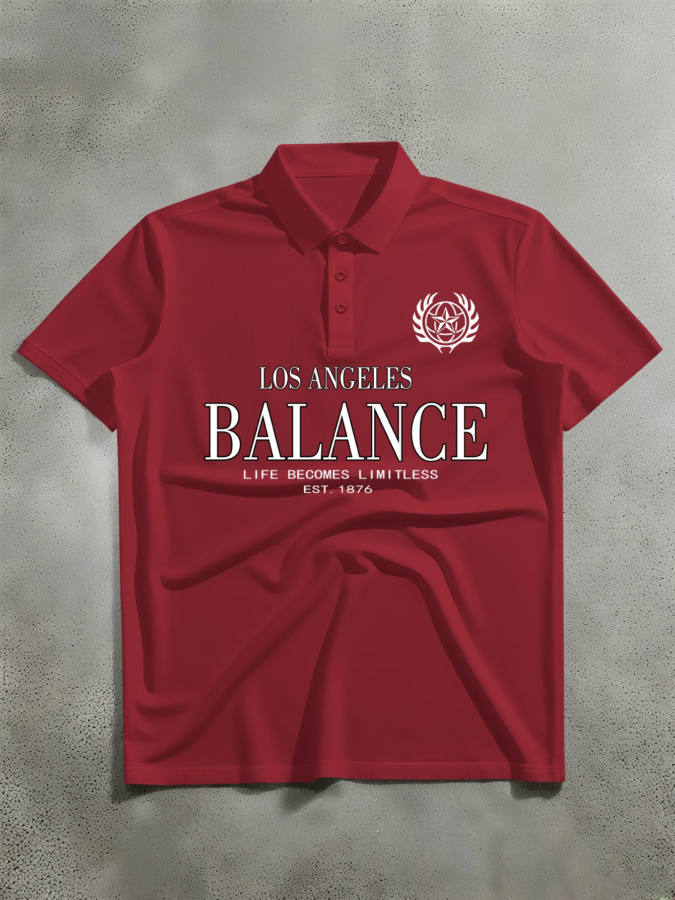 Men's Los Angeles Balance Graphic Polo Shirt, Casual Loose Fit Lapel Top